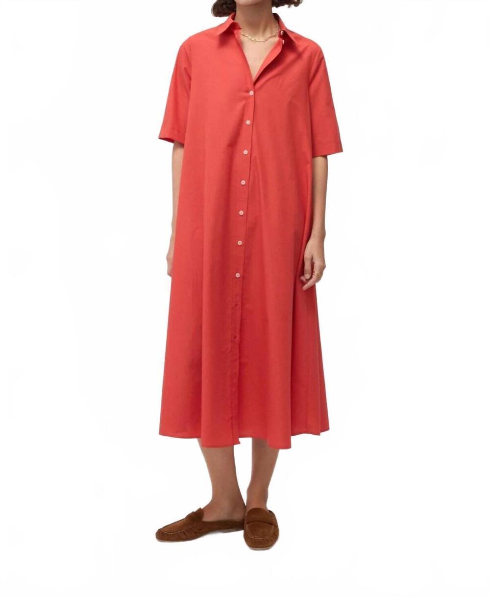 NEW OTTOD'AME poplin shirt dress in fiamma